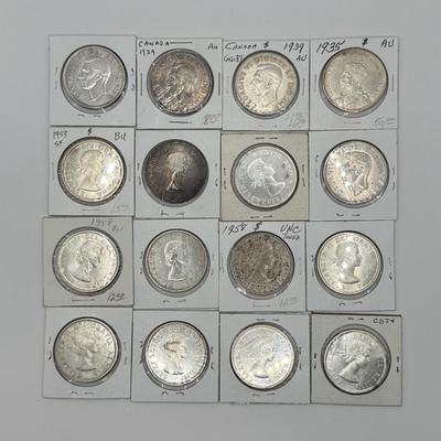 LOT 549J: 1935-1964 Canadian One Dollar Coins (80% Silver)