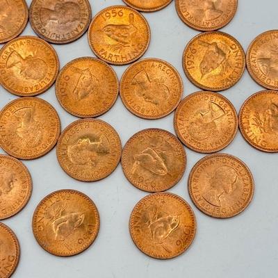 LOT 550J: 1956 Great Britain Queen Elizabeth II Farthing Coins