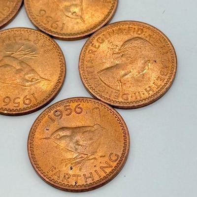 LOT 550J: 1956 Great Britain Queen Elizabeth II Farthing Coins