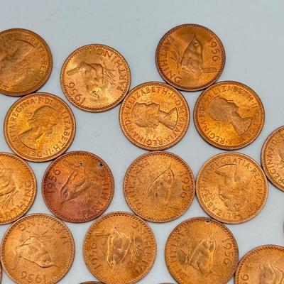 LOT 550J: 1956 Great Britain Queen Elizabeth II Farthing Coins