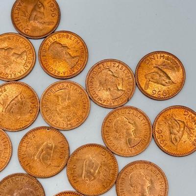 LOT 550J: 1956 Great Britain Queen Elizabeth II Farthing Coins