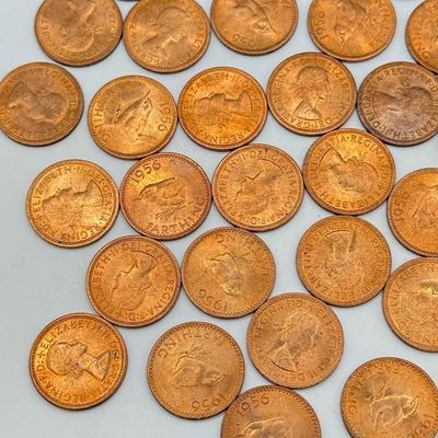 LOT 550J: 1956 Great Britain Queen Elizabeth II Farthing Coins