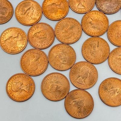 LOT 550J: 1956 Great Britain Queen Elizabeth II Farthing Coins