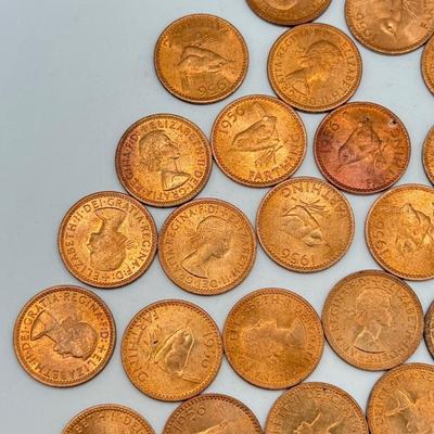 LOT 550J: 1956 Great Britain Queen Elizabeth II Farthing Coins