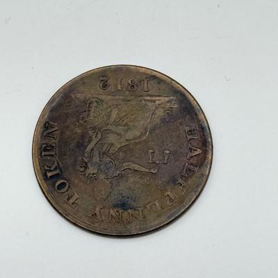LOT 551J: 1800s Antique Canadian Coins & Tokens: New Brunswick Penny Token, Success to the Fisheries, Canadian 1/2 Penny & More