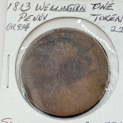 LOT 551J: 1800s Antique Canadian Coins & Tokens: New Brunswick Penny Token, Success to the Fisheries, Canadian 1/2 Penny & More