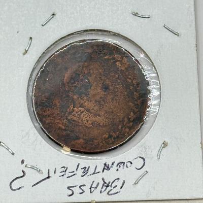 LOT 551J: 1800s Antique Canadian Coins & Tokens: New Brunswick Penny Token, Success to the Fisheries, Canadian 1/2 Penny & More