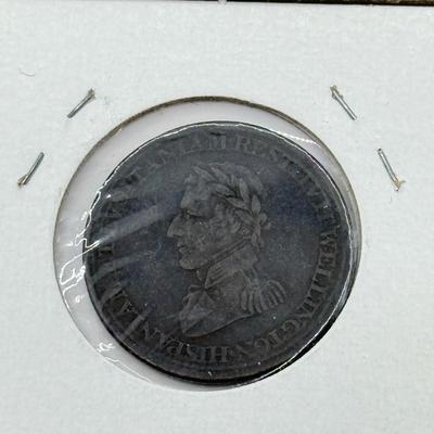 LOT 551J: 1800s Antique Canadian Coins & Tokens: New Brunswick Penny Token, Success to the Fisheries, Canadian 1/2 Penny & More