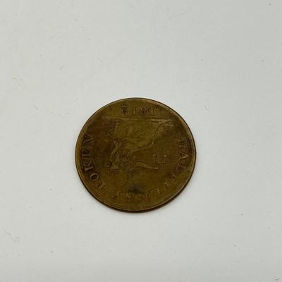 LOT 551J: 1800s Antique Canadian Coins & Tokens: New Brunswick Penny Token, Success to the Fisheries, Canadian 1/2 Penny & More