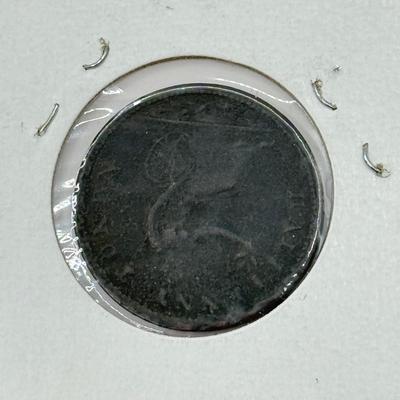 LOT 551J: 1800s Antique Canadian Coins & Tokens: New Brunswick Penny Token, Success to the Fisheries, Canadian 1/2 Penny & More