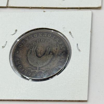 LOT 551J: 1800s Antique Canadian Coins & Tokens: New Brunswick Penny Token, Success to the Fisheries, Canadian 1/2 Penny & More
