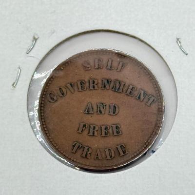 LOT 551J: 1800s Antique Canadian Coins & Tokens: New Brunswick Penny Token, Success to the Fisheries, Canadian 1/2 Penny & More
