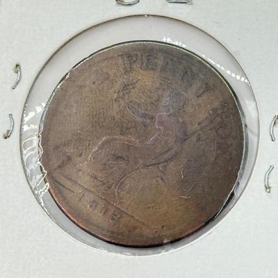 LOT 551J: 1800s Antique Canadian Coins & Tokens: New Brunswick Penny Token, Success to the Fisheries, Canadian 1/2 Penny & More