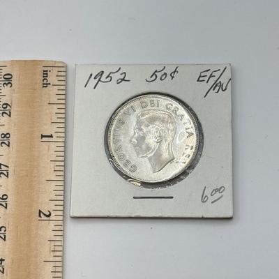 LOT 552J: 1940s-1950s King George VI Canadian 50 Cent Coins (80% Silver, 20% Copper)