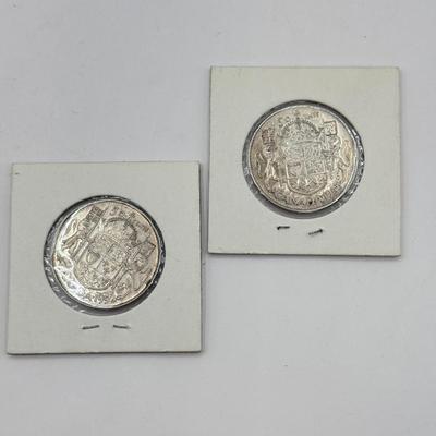 LOT 552J: 1940s-1950s King George VI Canadian 50 Cent Coins (80% Silver, 20% Copper)