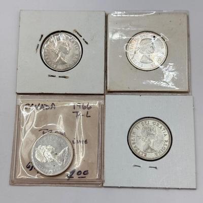 LOT 553J: 1958-1967 Canadian Quarters 25 Cent Coins (80% Silver)