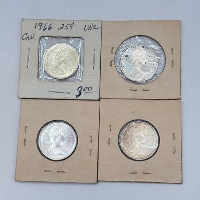 LOT 553J: 1958-1967 Canadian Quarters 25 Cent Coins (80% Silver)