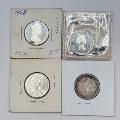 LOT 553J: 1958-1967 Canadian Quarters 25 Cent Coins (80% Silver)