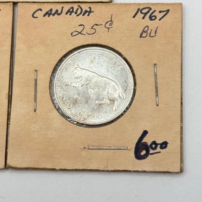 LOT 553J: 1958-1967 Canadian Quarters 25 Cent Coins (80% Silver)