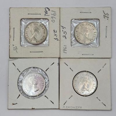 LOT 553J: 1958-1967 Canadian Quarters 25 Cent Coins (80% Silver)