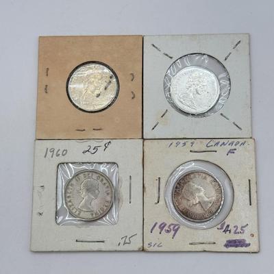LOT 553J: 1958-1967 Canadian Quarters 25 Cent Coins (80% Silver)