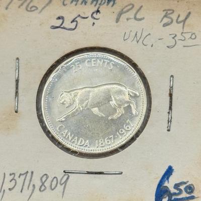 LOT 553J: 1958-1967 Canadian Quarters 25 Cent Coins (80% Silver)