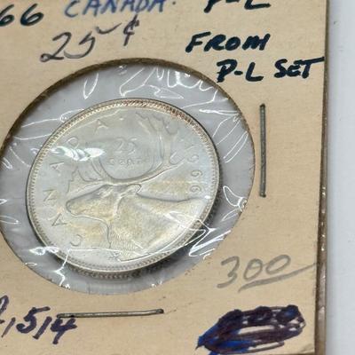 LOT 553J: 1958-1967 Canadian Quarters 25 Cent Coins (80% Silver)