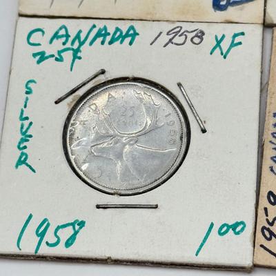 LOT 553J: 1958-1967 Canadian Quarters 25 Cent Coins (80% Silver)
