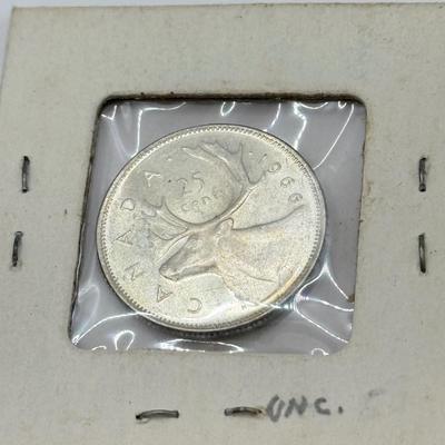 LOT 553J: 1958-1967 Canadian Quarters 25 Cent Coins (80% Silver)