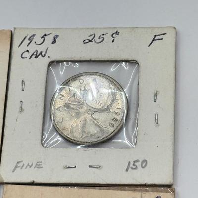 LOT 553J: 1958-1967 Canadian Quarters 25 Cent Coins (80% Silver)