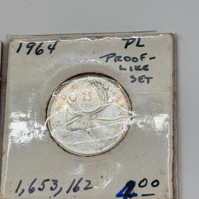 LOT 553J: 1958-1967 Canadian Quarters 25 Cent Coins (80% Silver)
