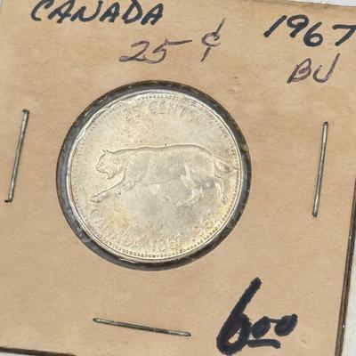 LOT 553J: 1958-1967 Canadian Quarters 25 Cent Coins (80% Silver)
