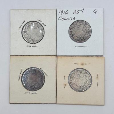 LOT 554J: 1871-1919 Canadian Quarters 25 Cent Coins (92% Silver)