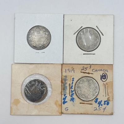 LOT 554J: 1871-1919 Canadian Quarters 25 Cent Coins (92% Silver)