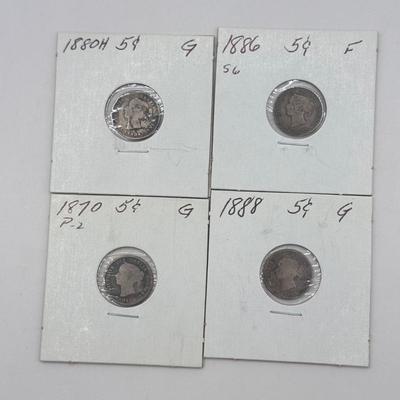LOT 555J: 1858-1899 Canadian Nickels Sterling Silver 925 5 Cent Coins