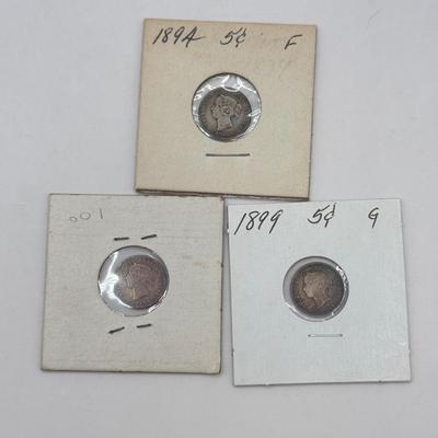 LOT 555J: 1858-1899 Canadian Nickels Sterling Silver 925 5 Cent Coins