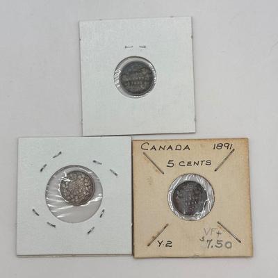 LOT 555J: 1858-1899 Canadian Nickels Sterling Silver 925 5 Cent Coins