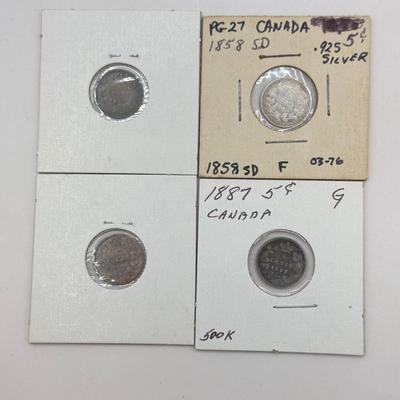 LOT 555J: 1858-1899 Canadian Nickels Sterling Silver 925 5 Cent Coins