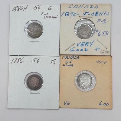 LOT 555J: 1858-1899 Canadian Nickels Sterling Silver 925 5 Cent Coins