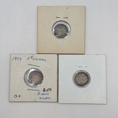 LOT 555J: 1858-1899 Canadian Nickels Sterling Silver 925 5 Cent Coins