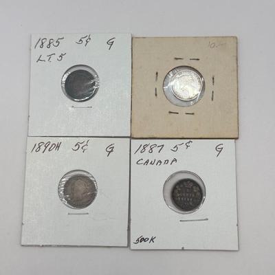 LOT 555J: 1858-1899 Canadian Nickels Sterling Silver 925 5 Cent Coins