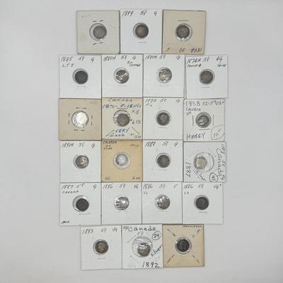 LOT 555J: 1858-1899 Canadian Nickels Sterling Silver 925 5 Cent Coins