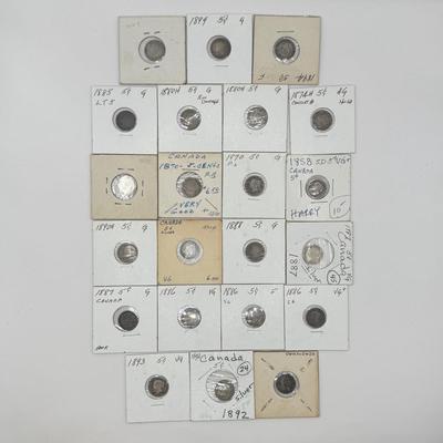 LOT 555J: 1858-1899 Canadian Nickels Sterling Silver 925 5 Cent Coins