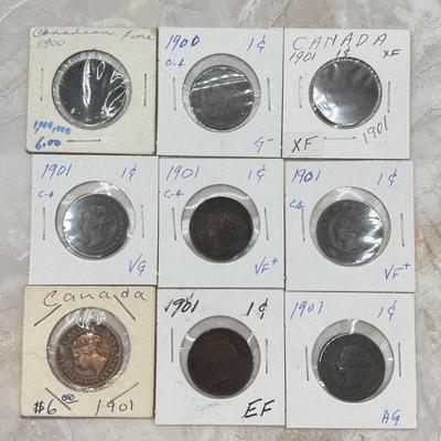 LOT 559J: 1884-1912 Canadian Large One Cent Coins