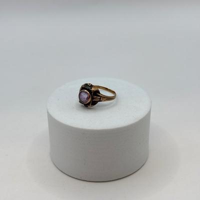 LOT 561J: Antique 10k Gold O.B. Facet Amethyst Ring Size 5.5 (1.2g)