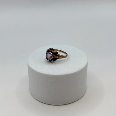 LOT 561J: Antique 10k Gold O.B. Facet Amethyst Ring Size 5.5 (1.2g)