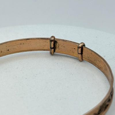 LOT 562J: Antique Victorian Gold Filled Unsigned Engraved Design Child’s Adjustable Bangle Bracelet