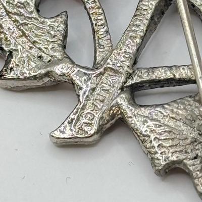 LOT 566J: Stunning Vintage Scottish Thistle Marcasite Brooch Signed Miracle