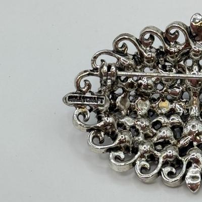 LOT 568J: Vintage Hollycraft Silvertone Blue Rhinestone Brooch
