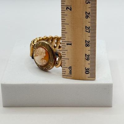 LOT 580J: Antique c. 1920s DFB Co Carmen Cameo Sweetheart Expandable Bracelet